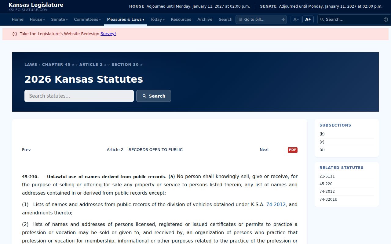 Finney County case search Kansas public records statute