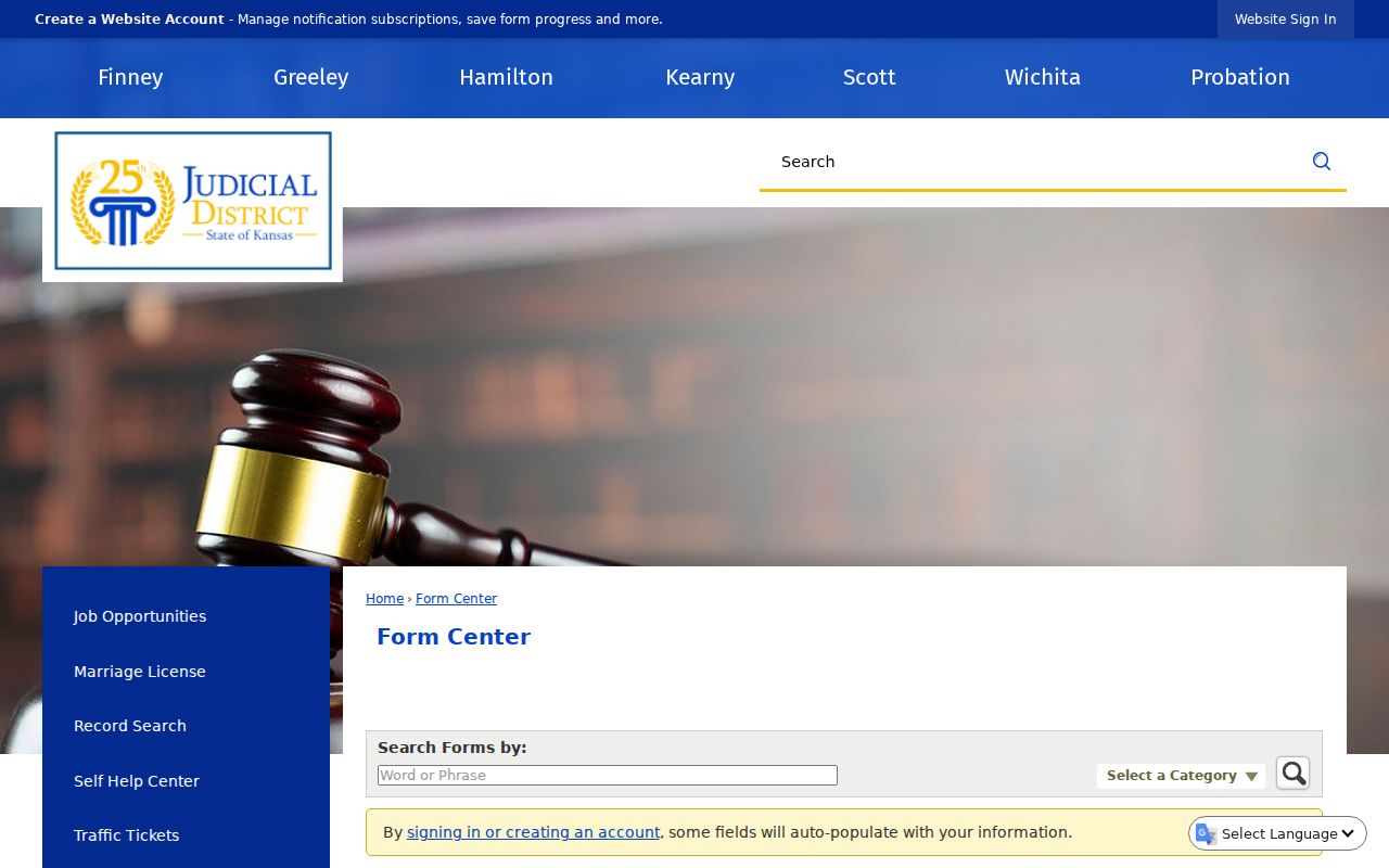 Finney County court records request form