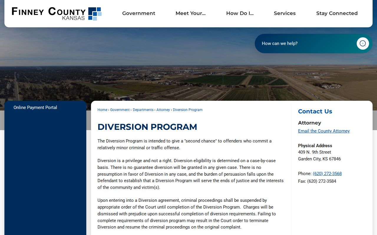 Official Finney County Attorney diversion page