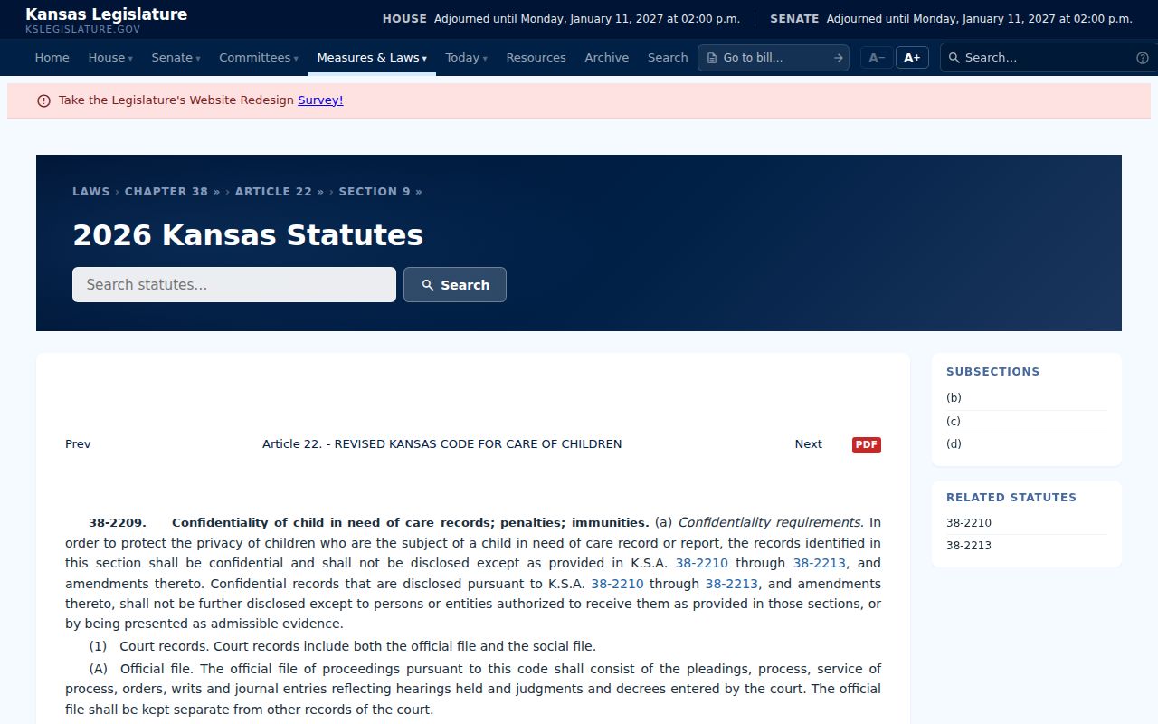 Kansas child-in-need-of-care confidentiality law