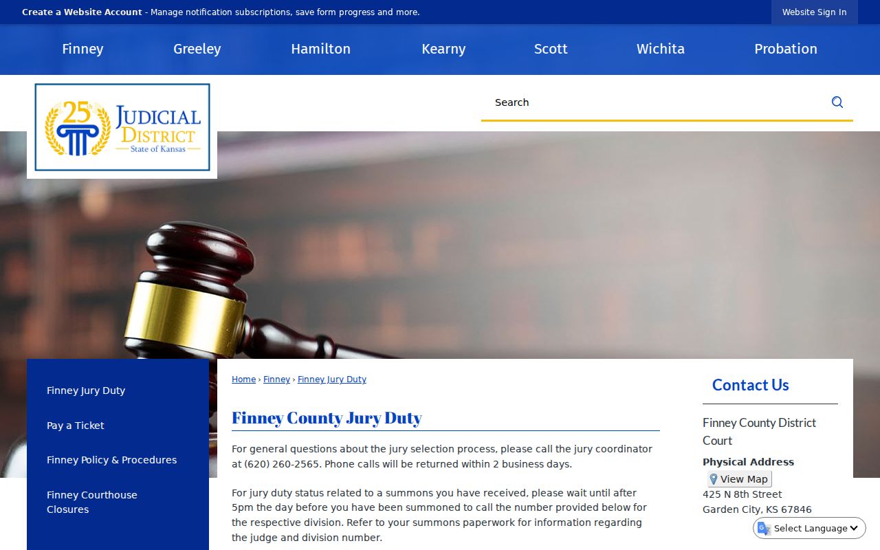 Finney County District Court jury duty information