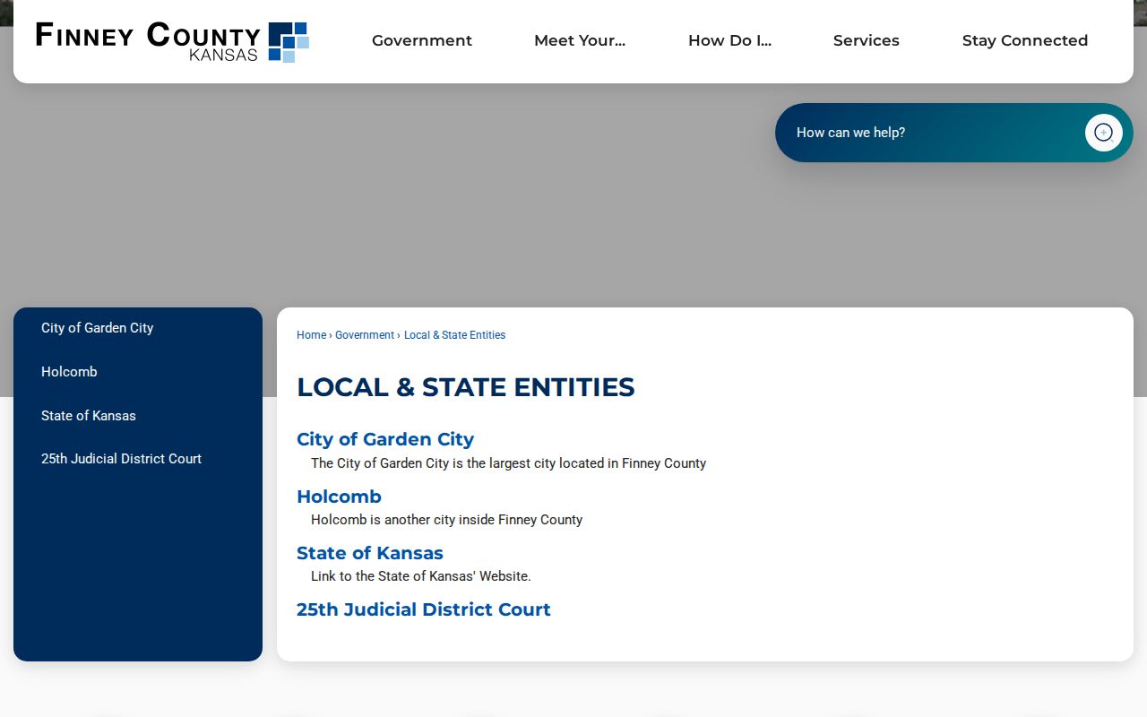 Finney County local and state entities directory