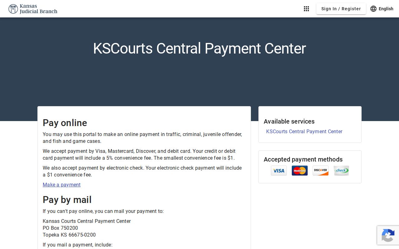 Finney County traffic court records Central Payment Center